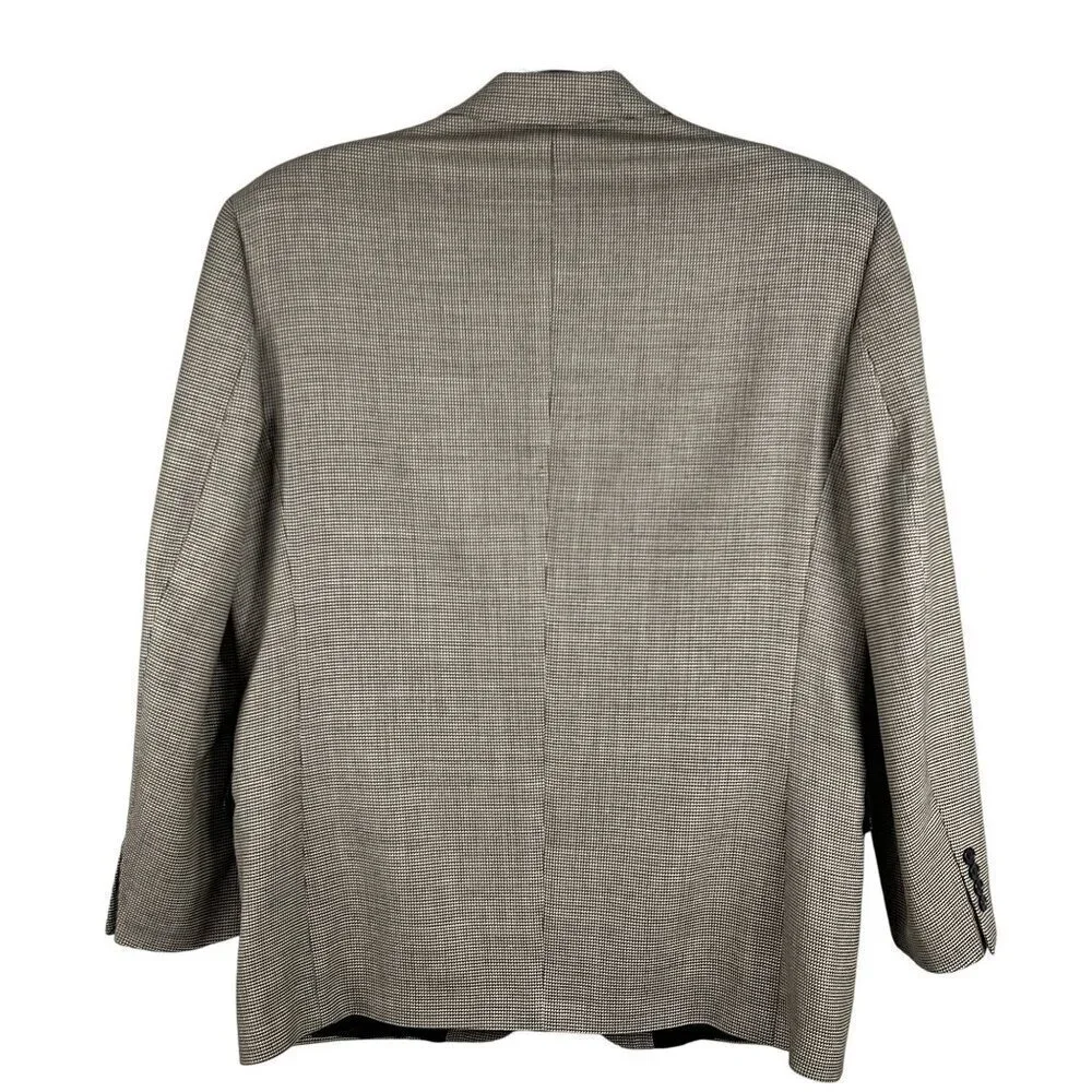 Gianfranco Ruffin Italy Mens 44R Wool Olive Green Houndstooth Blazer Timeless